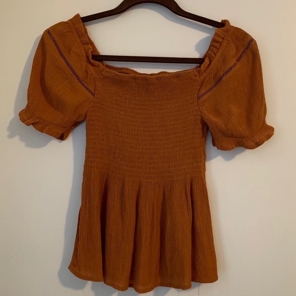 E & M DARK MUSTARD YELLOW BLOUSE - Picture 2 of 4